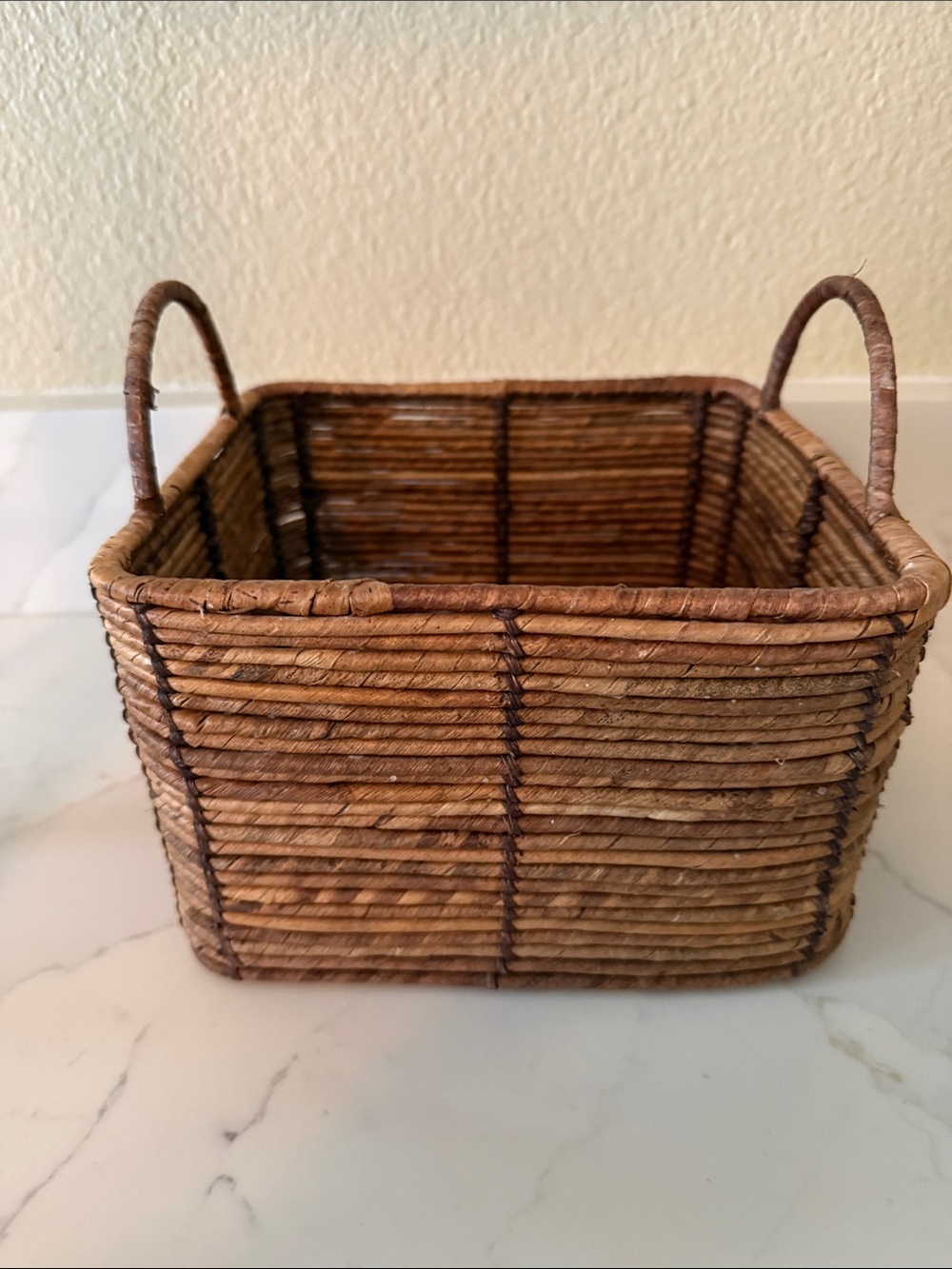 Vintage Water Hyacinth Storage Basket with Handles
